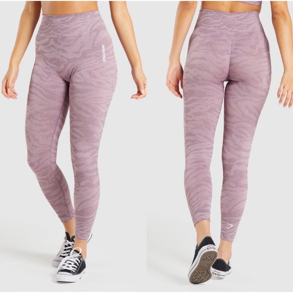 Gymshark‎ Adapt Animal Seamless Leggings Purple Tiger Print High Waist Small